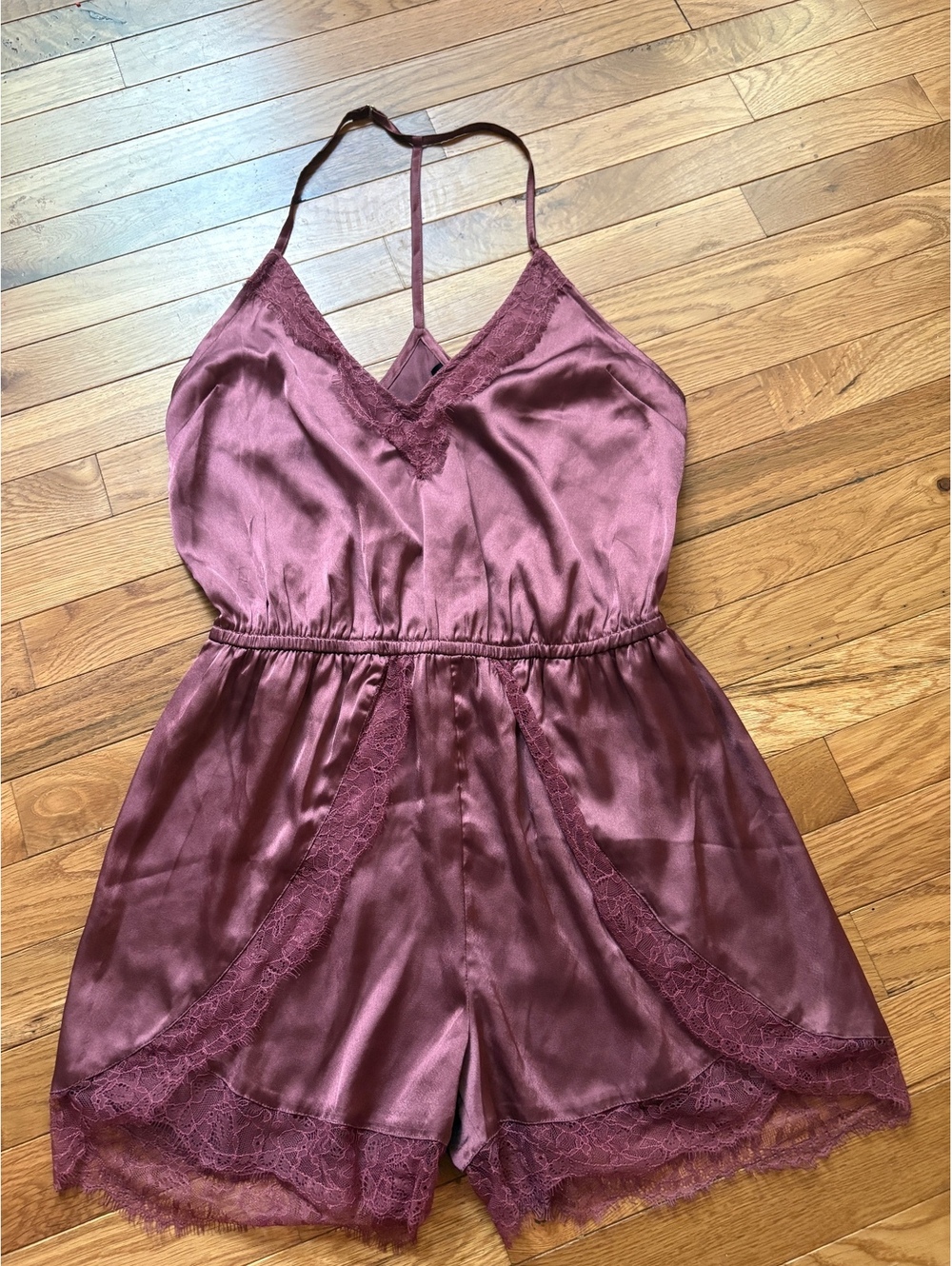 Topshop Women's Satin Lace Trim Romper Playsuit Size US 6 UK 10 EUR 38 Mauve